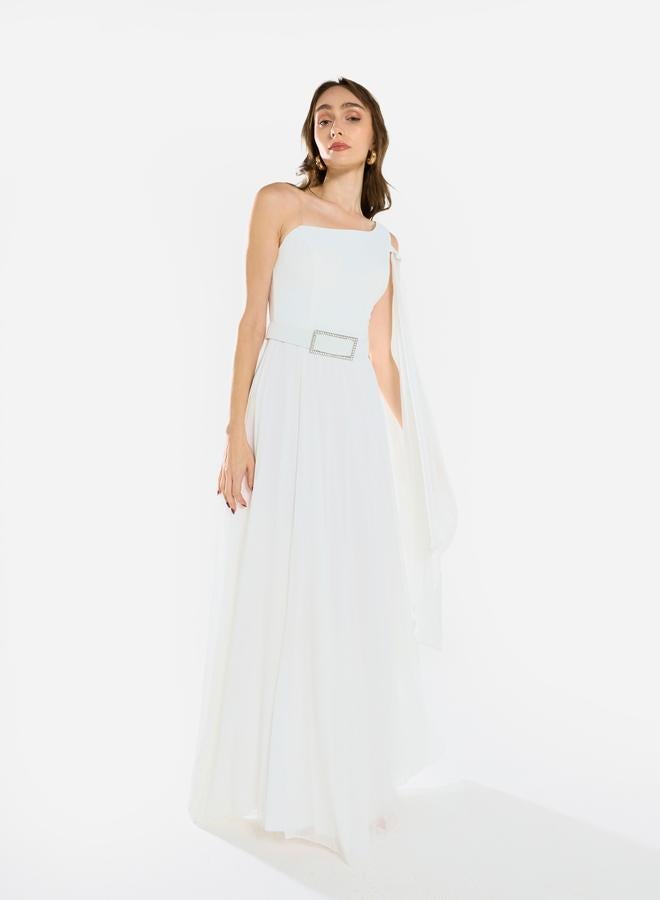 House of Moda Women One-Shoulder Draped Gown Maxi Dress - Image 2